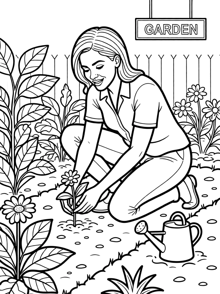 Michelle Obama tending a garden.