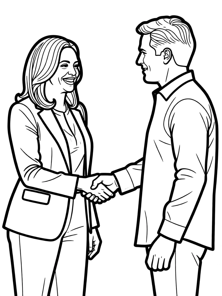 Kamala Harris smiling and shaking hands.