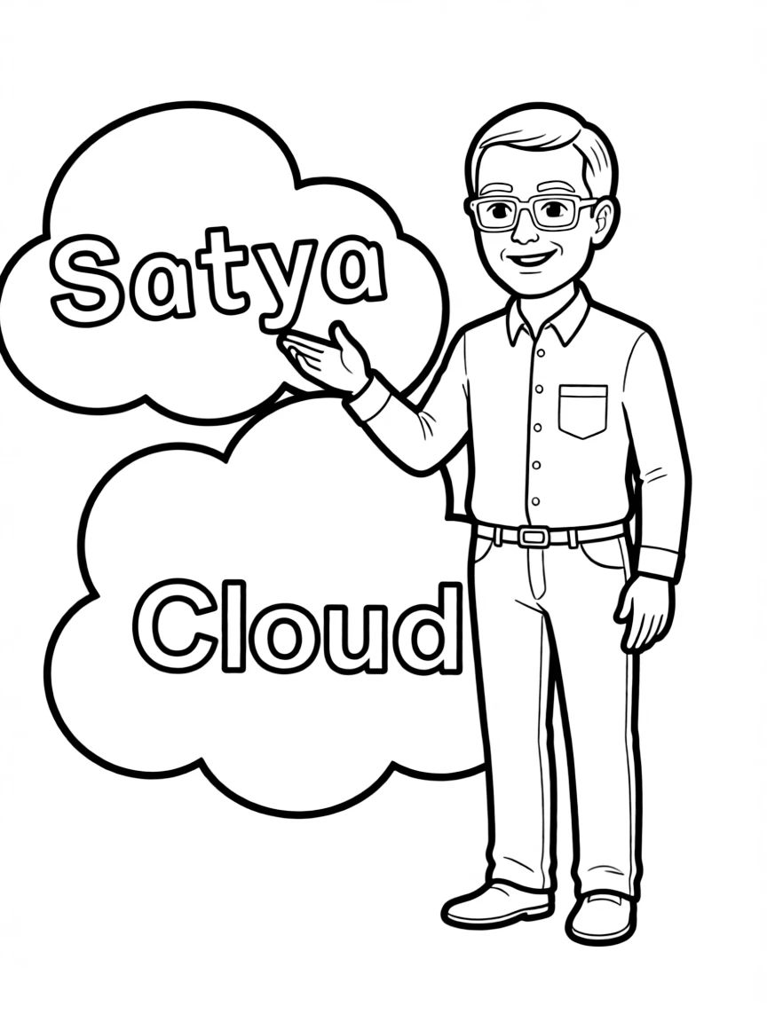 Satya Nadella with a cloud.