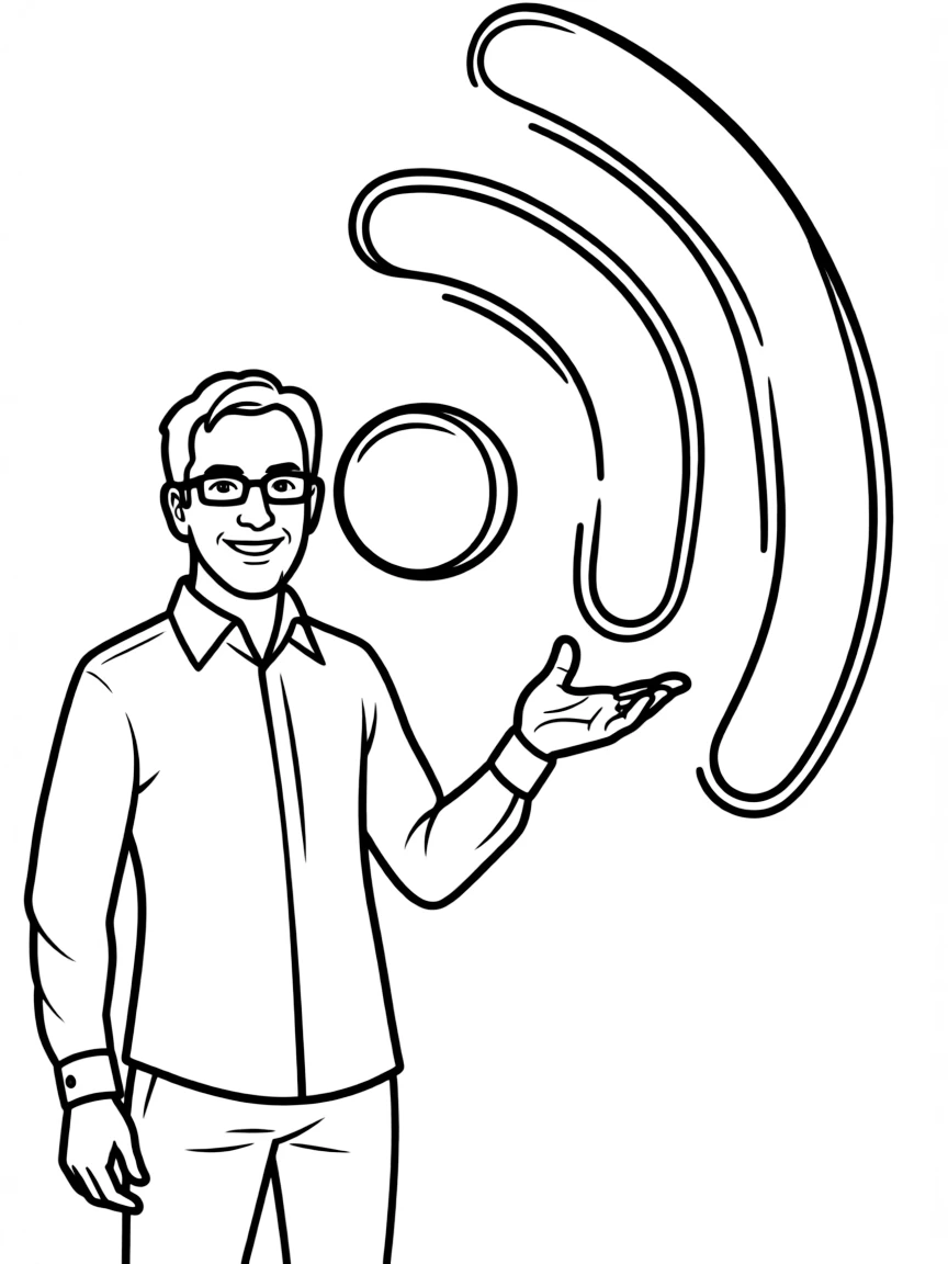 Reed Hastings with a streaming symbol.