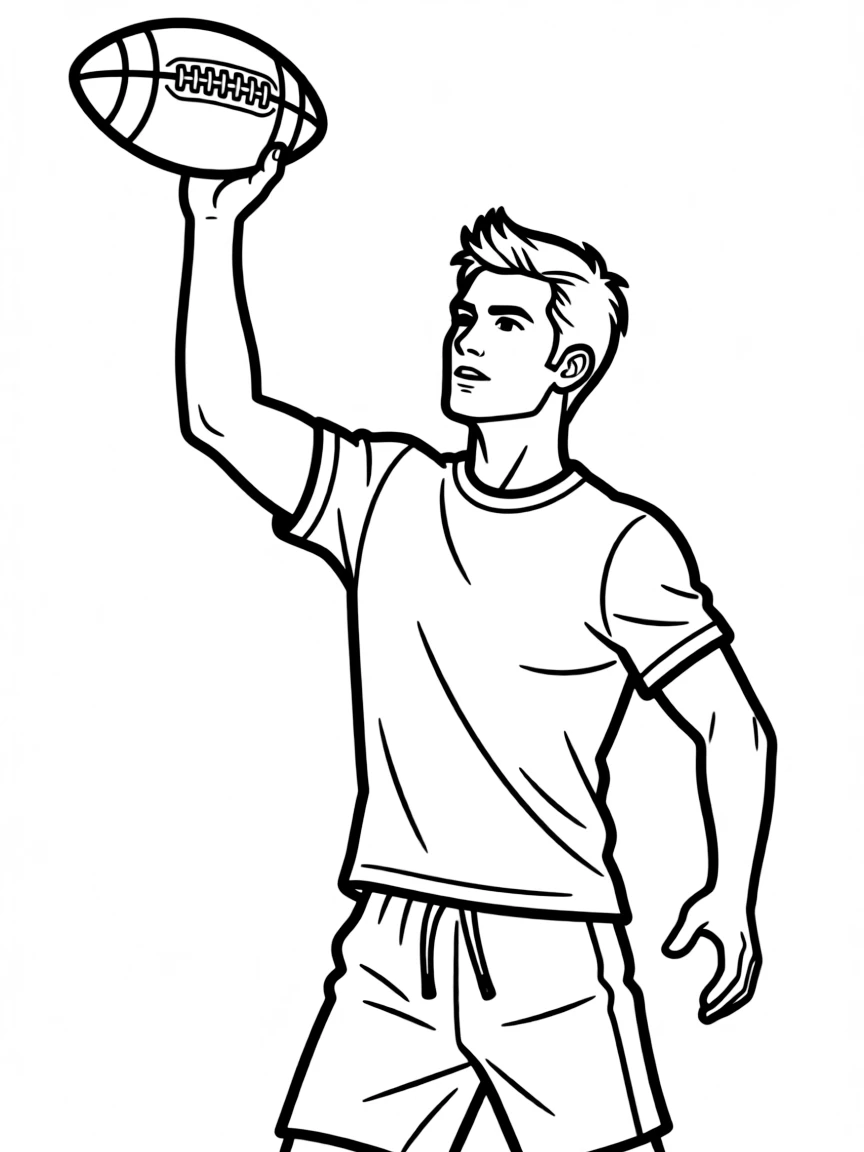 Tom Brady throwing a football in the air.