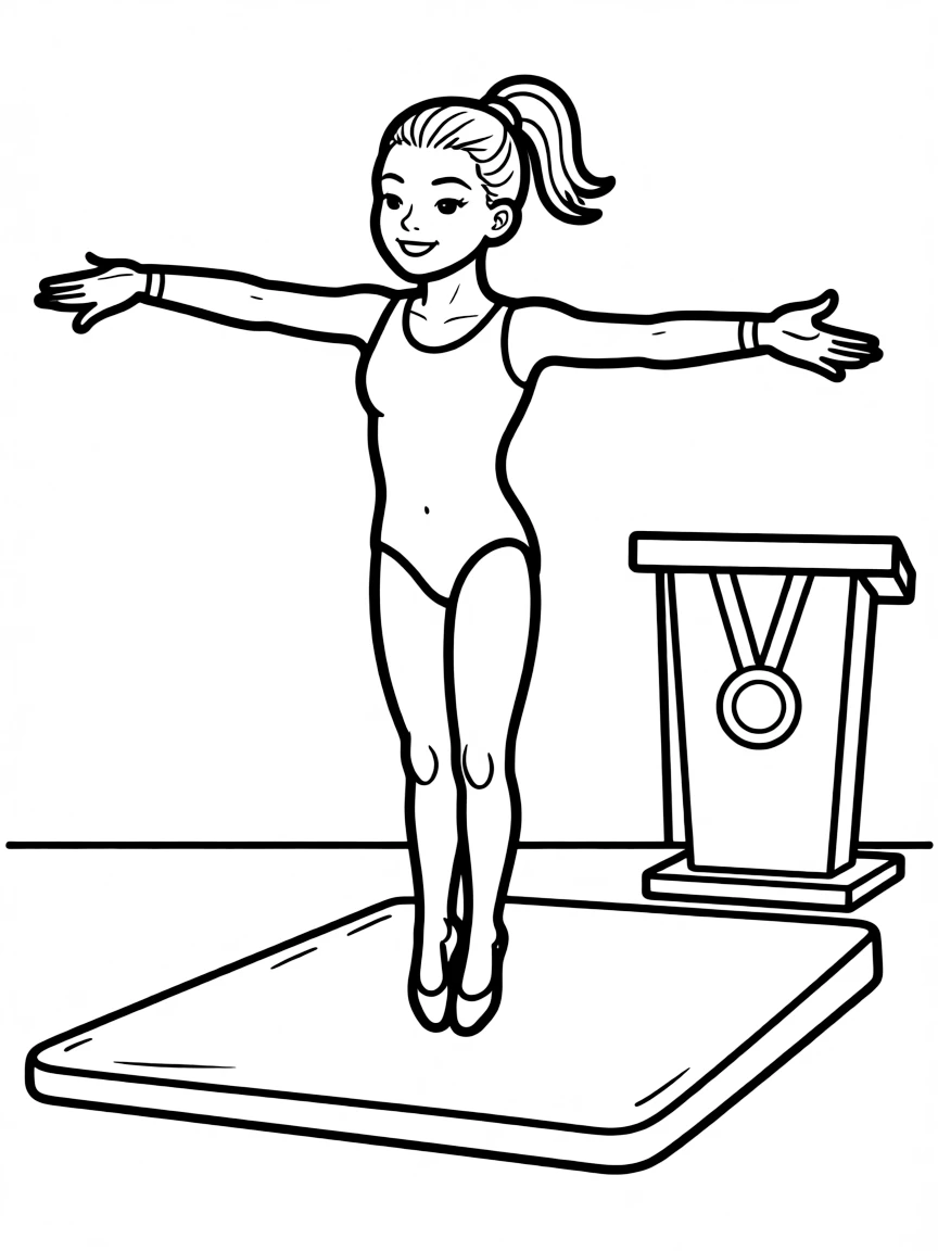 Simone Biles landing a simple jump.