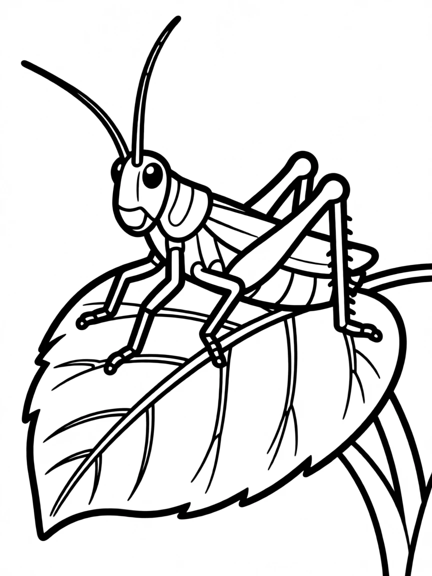 A cute grasshopper on a leave