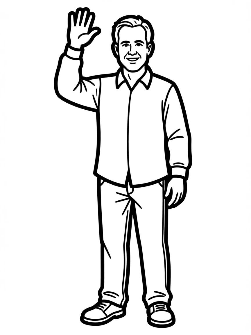 Tom Hanks waving hello.