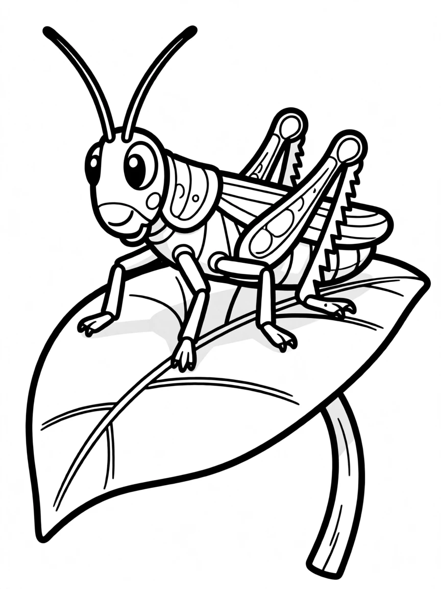 A cute grasshopper on a leave