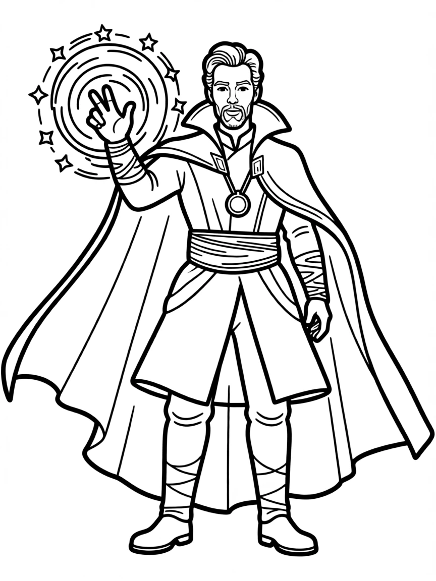 Benedict Cumberbatch as Doctor Strange with a magical hand gesture.
