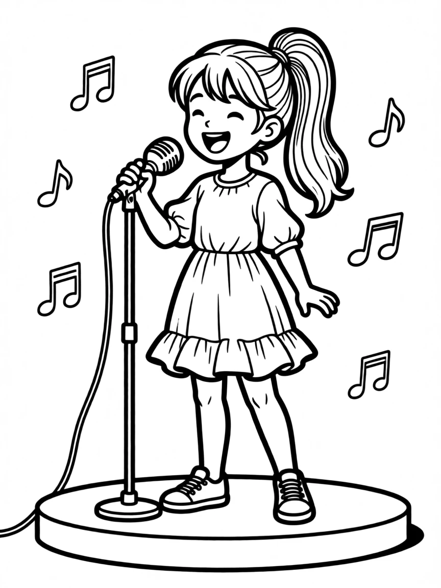 Ariana Grande singing with a high ponytail.