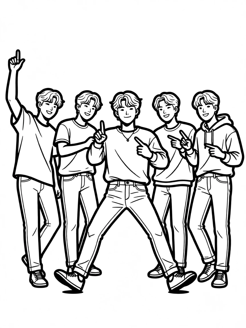 BTS dancing together.