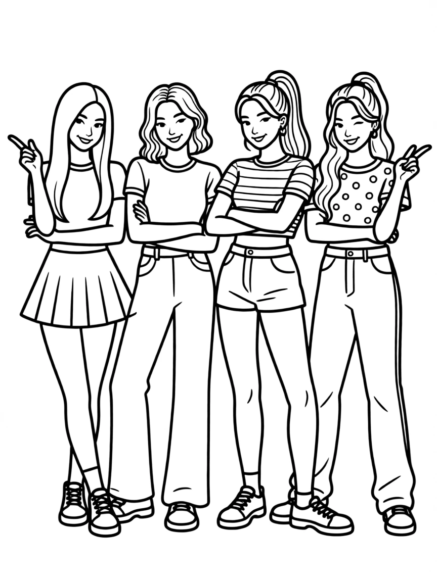 Blackpink posing with cool expressions.