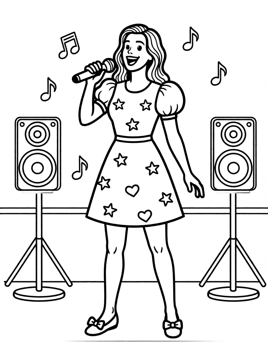 Katy Perry singing with a colorful outfit.