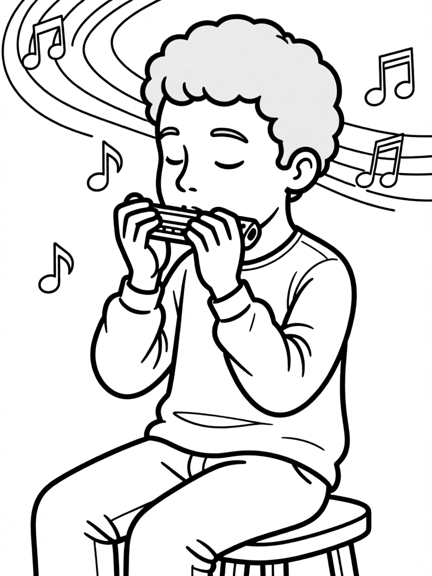Stevie Wonder playing the harmonica.