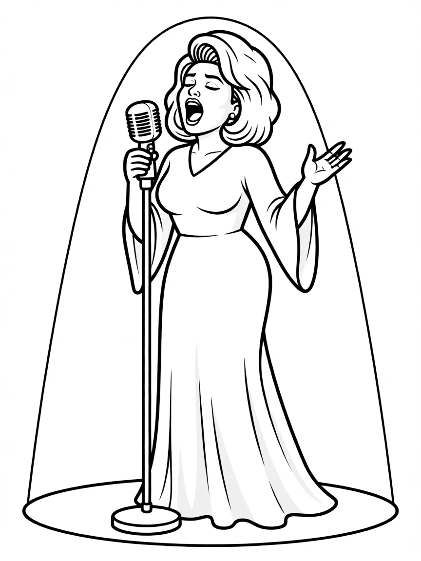 Aretha Franklin singing with powerful emotion.