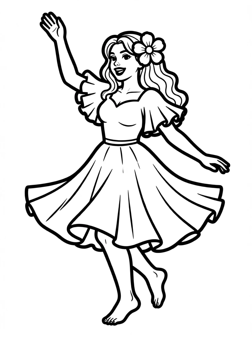 Rosalía dancing with a flower in her hair.