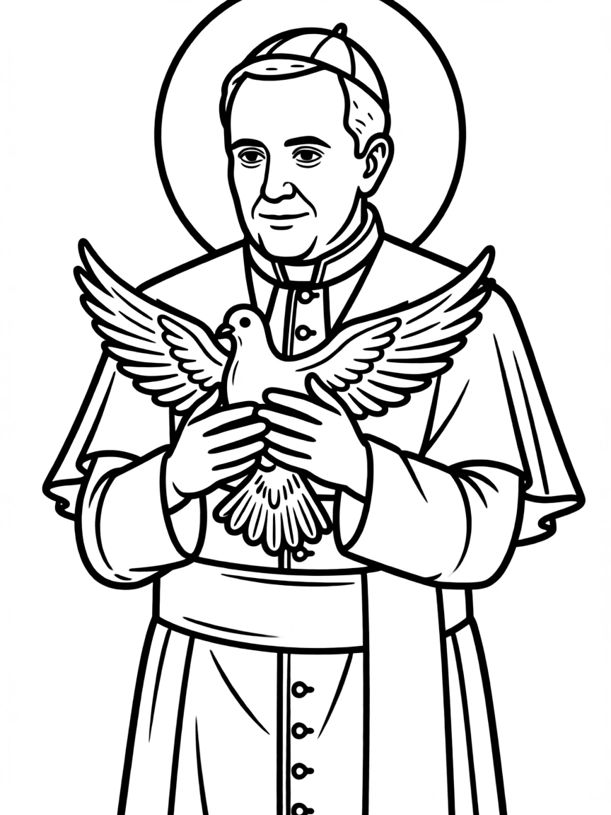 Pope Francis holding a dove.