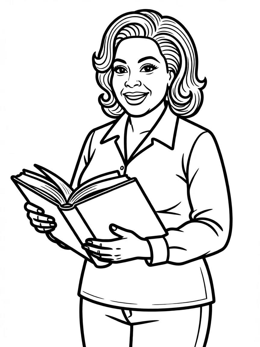 Oprah Winfrey holding a book.