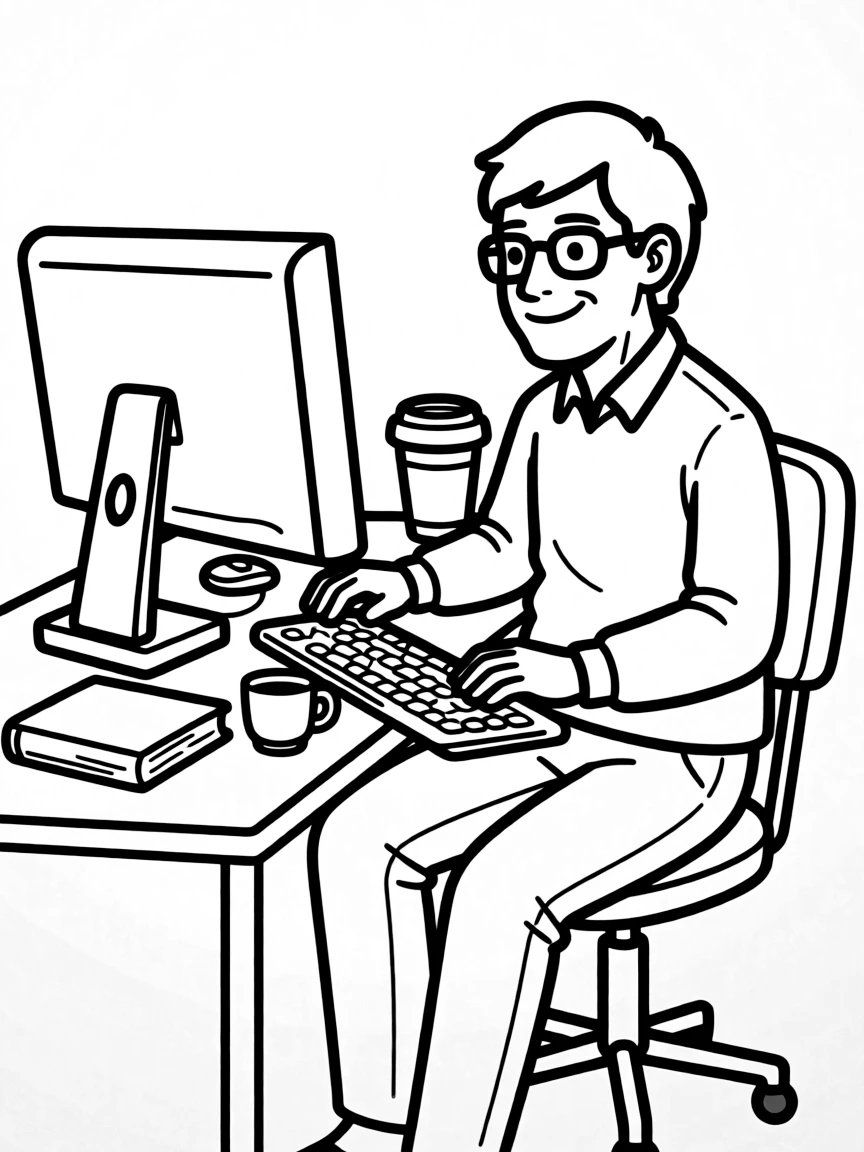 Bill Gates with a computer.