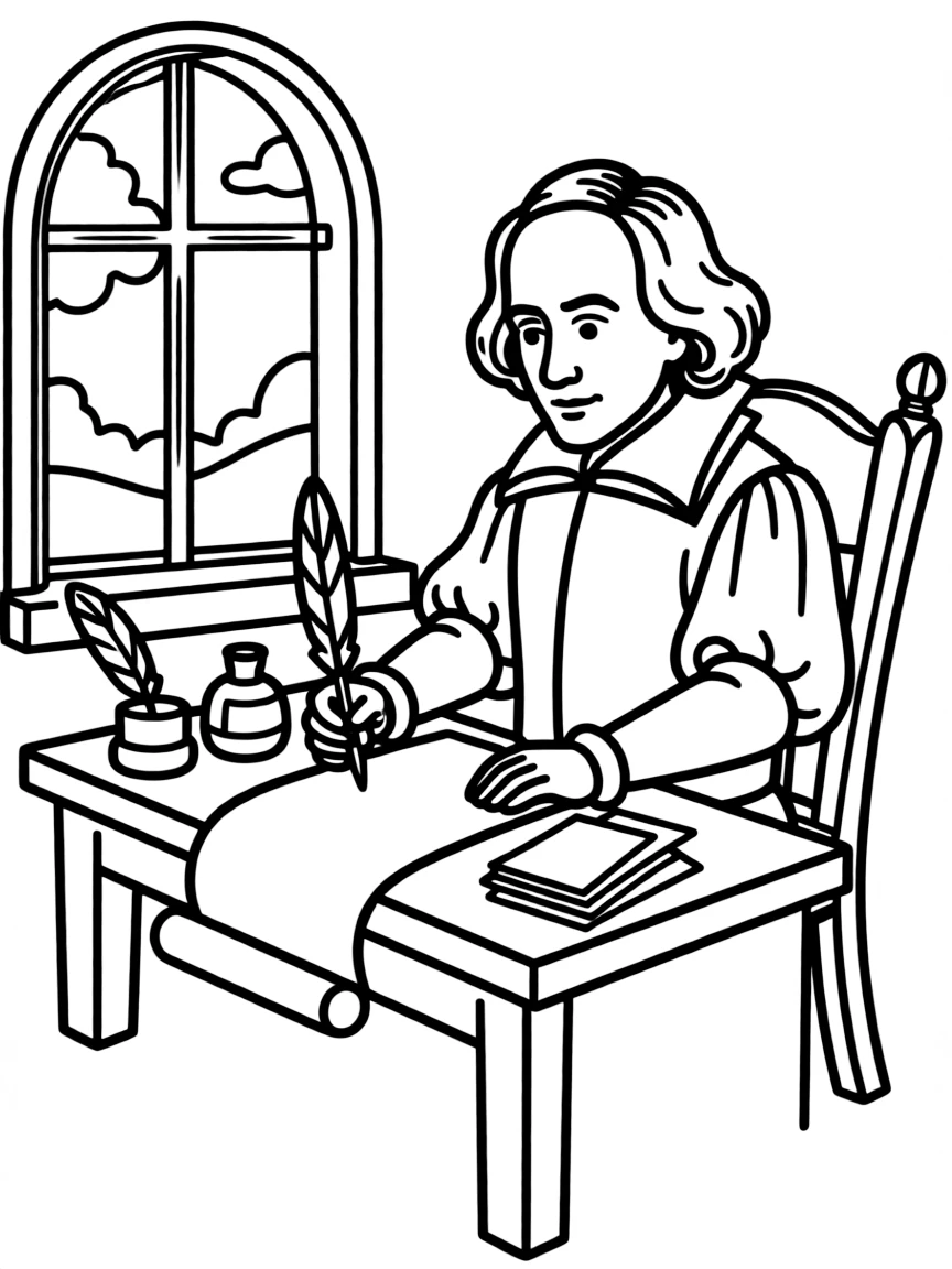 William Shakespeare writing.