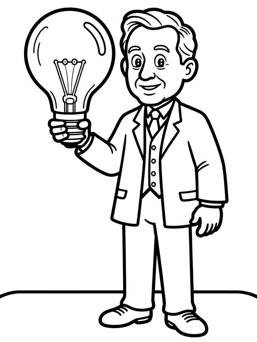 Thomas Edison with a lightbulb.