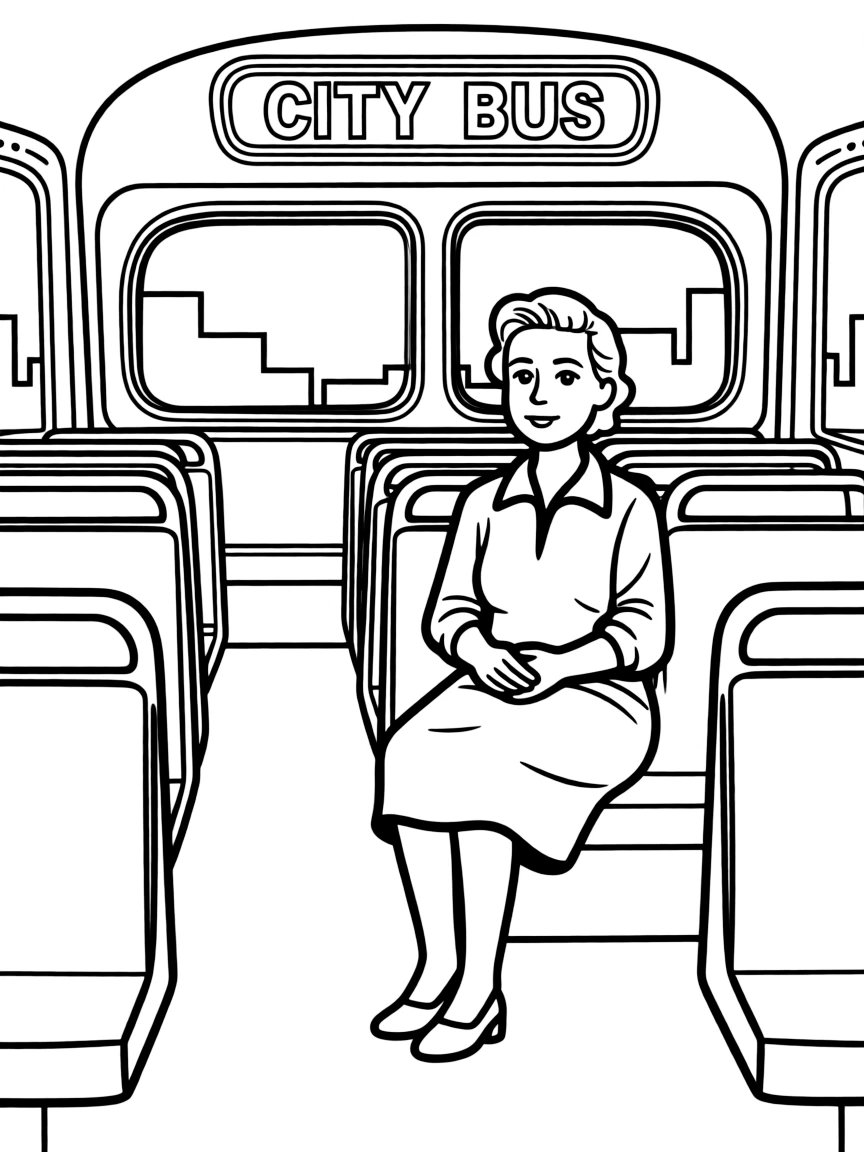 Rosa Parks on a bus.