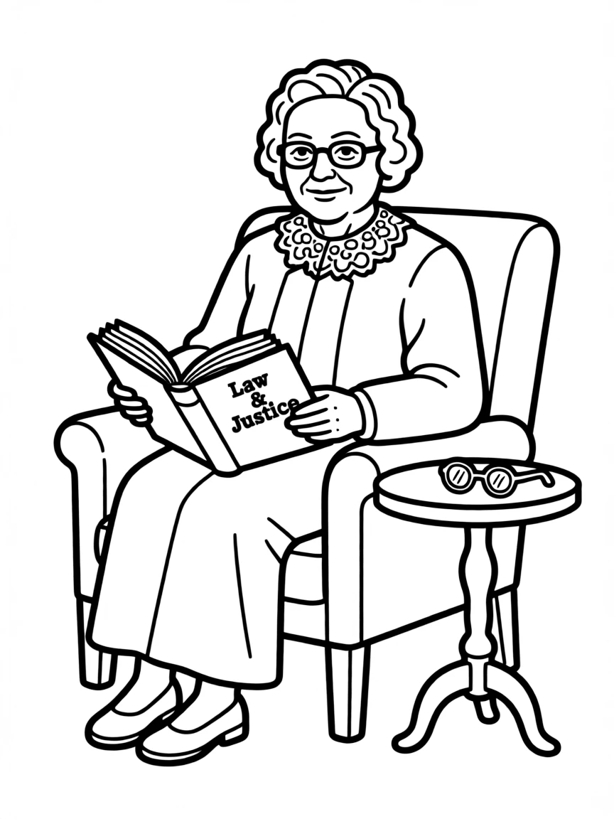 Ruth Bader Ginsburg with a book.