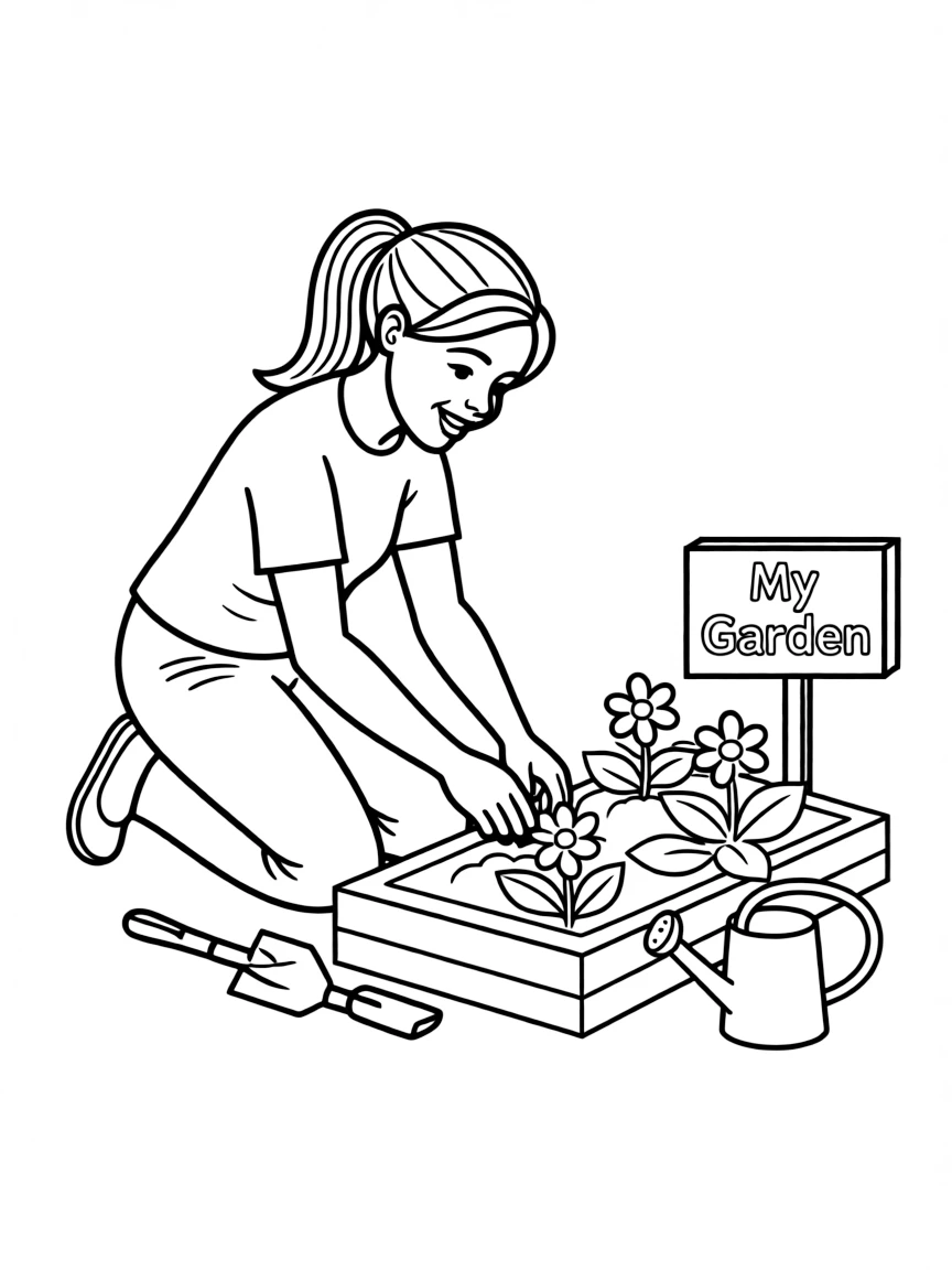 Michelle Obama gardening.