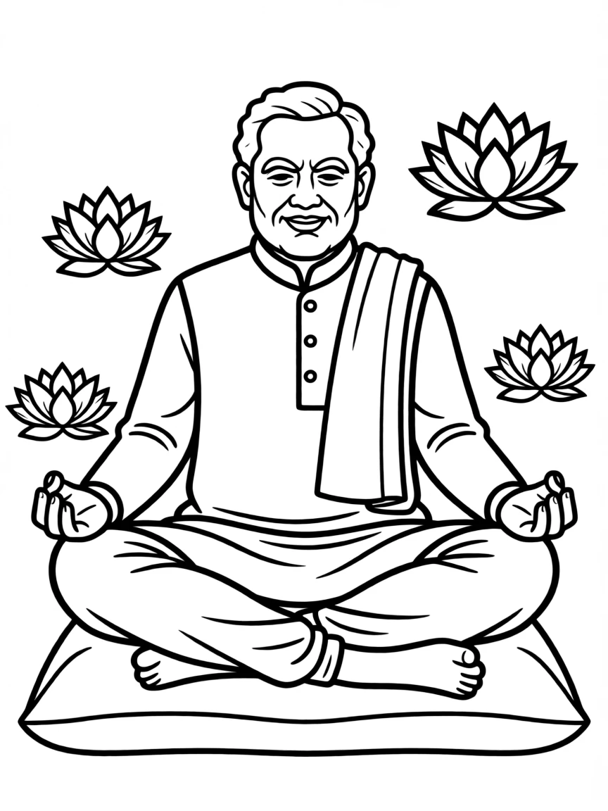 Narendra Modi meditating.