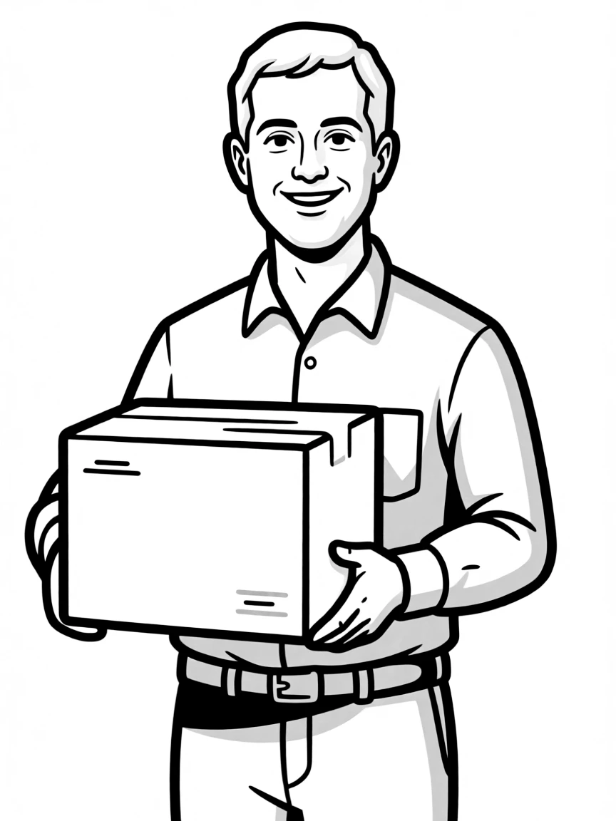 Jeff Bezos with a box.