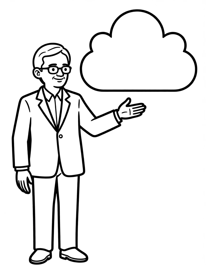 Satya Nadella with a cloud.