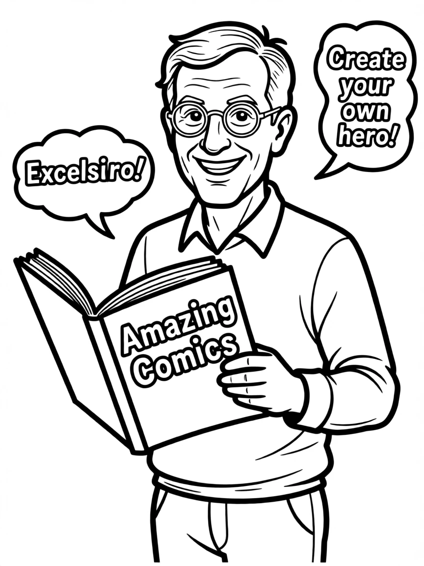 Stan Lee with a comic.