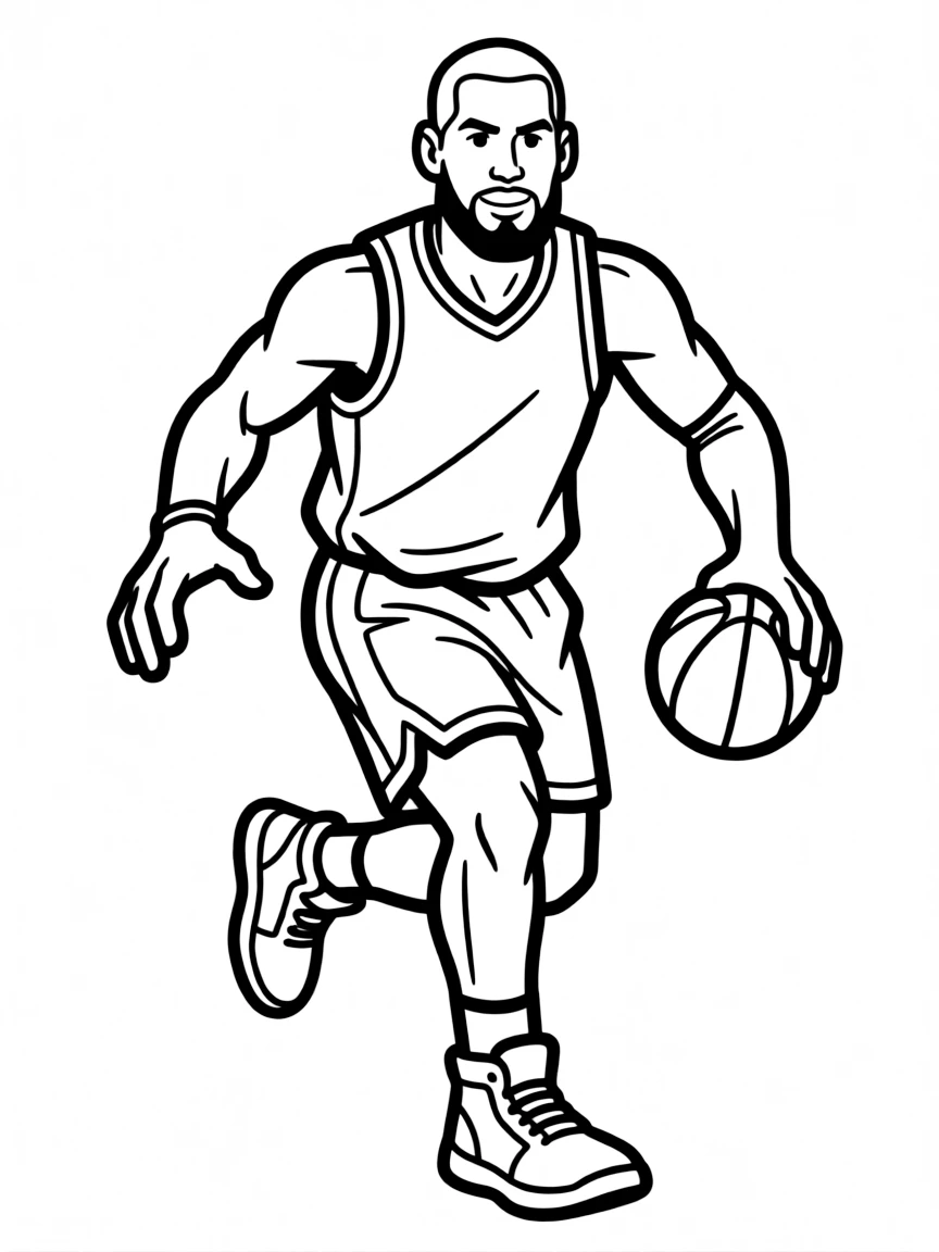 LeBron James dribbling.