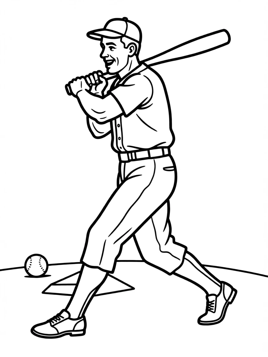 Babe Ruth swinging.