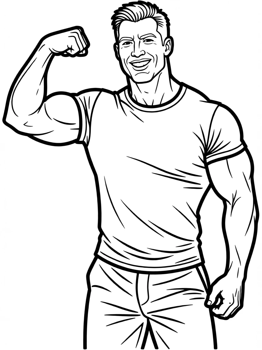 Dwayne "The Rock" Johnson flexing.