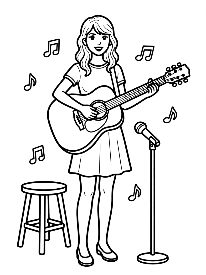 Taylor Swift playing guitar.