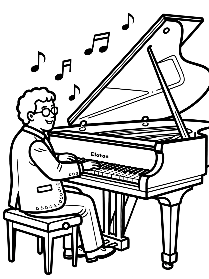 Elton John playing piano.