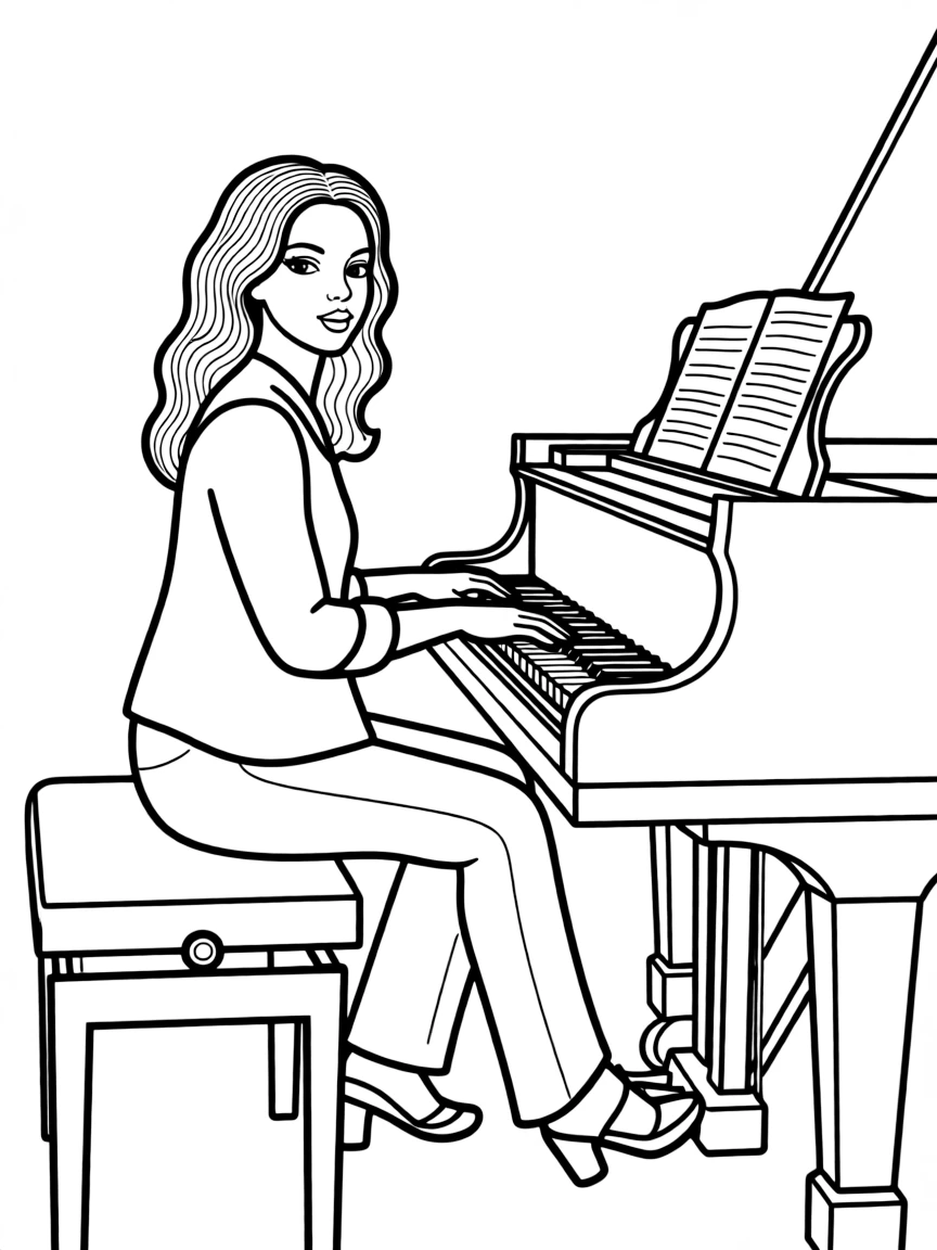 Alicia Keys playing piano.