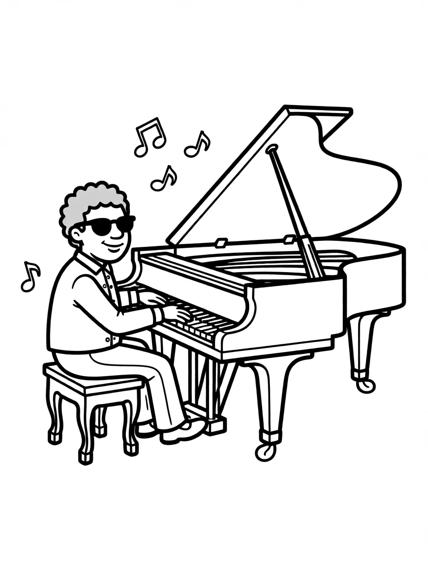 Stevie Wonder playing piano.