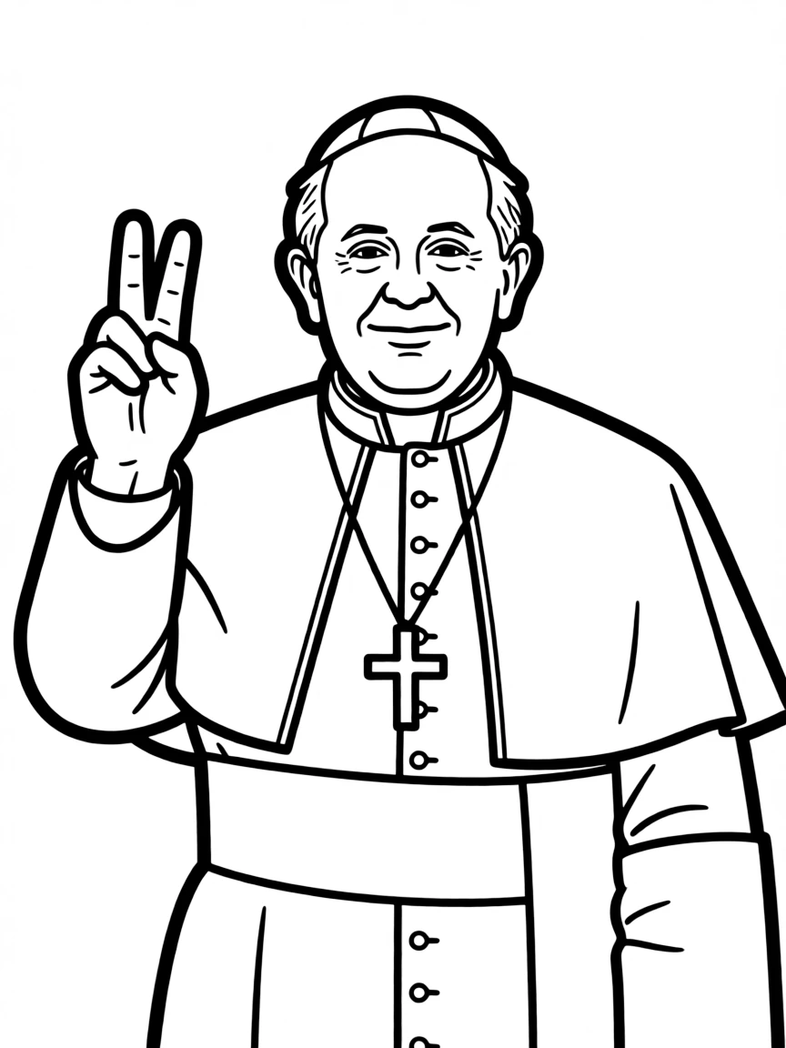 Pope Francis making a peace sign.