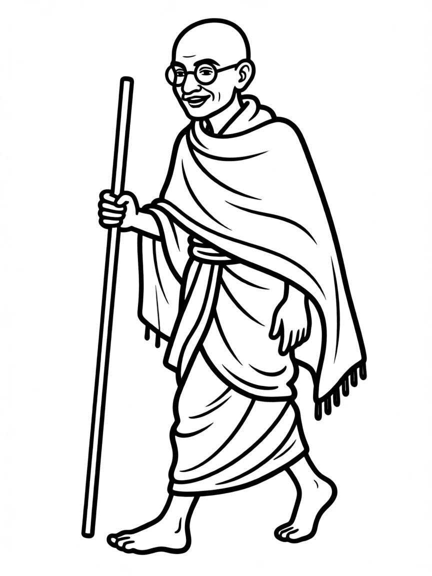Mahatma Gandhi walking.