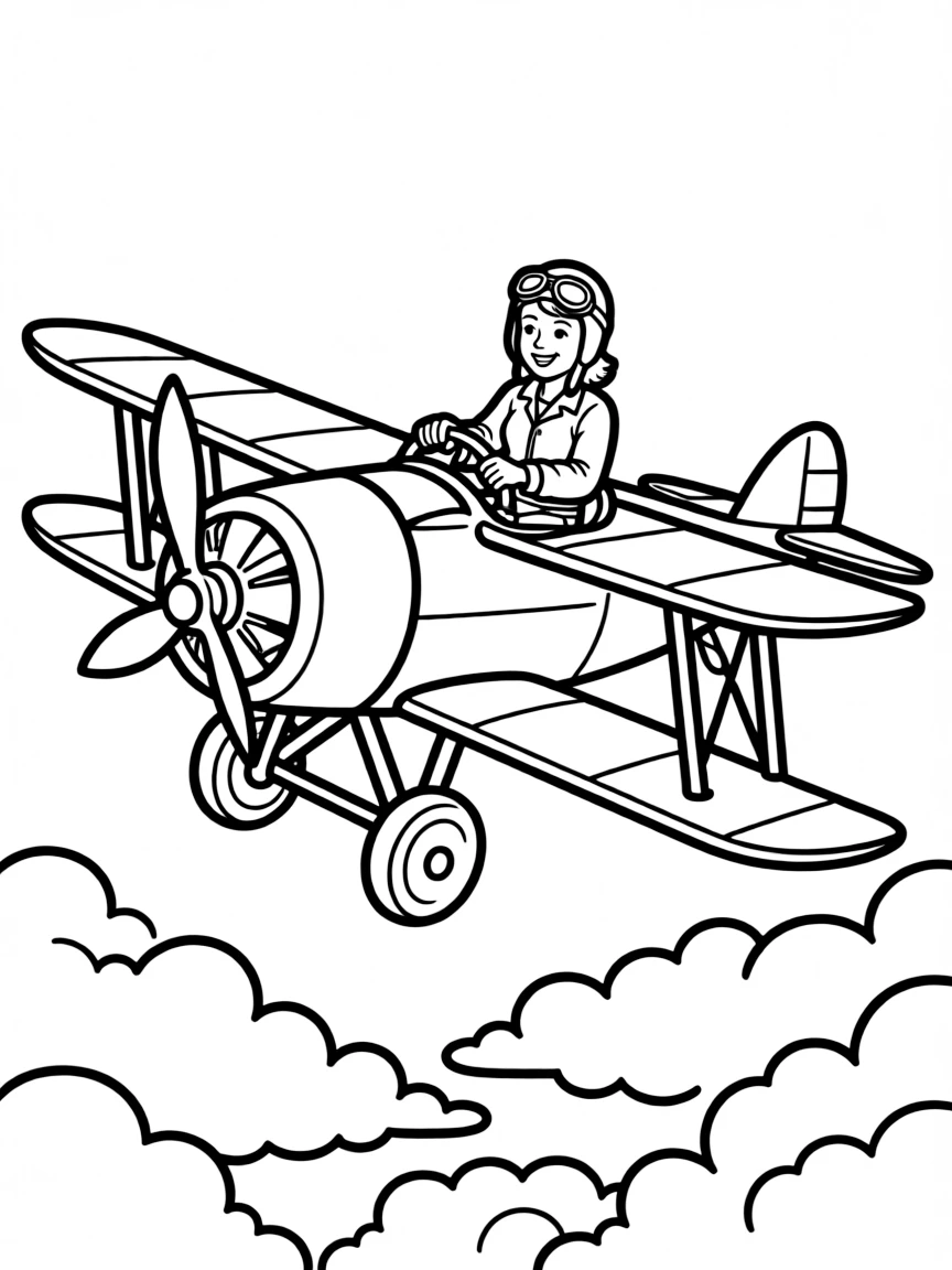 Amelia Earhart flying.