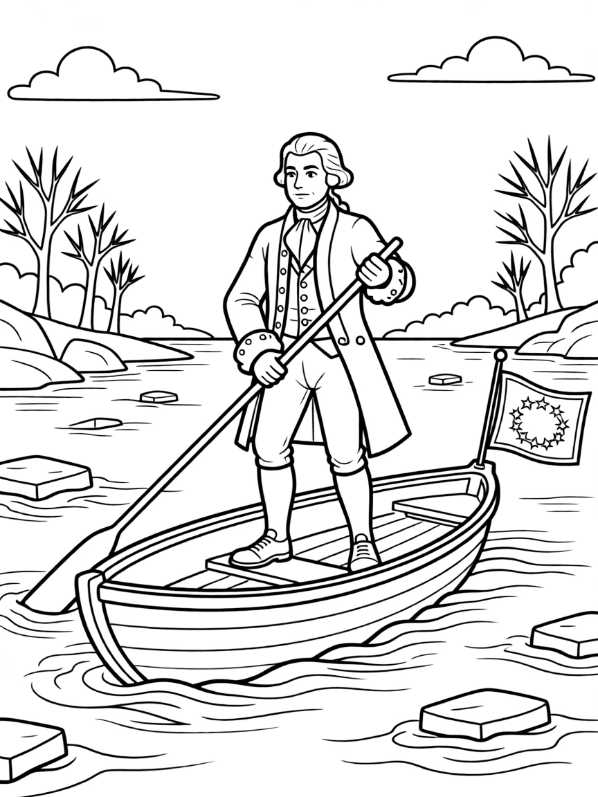 George Washington crossing a river.
