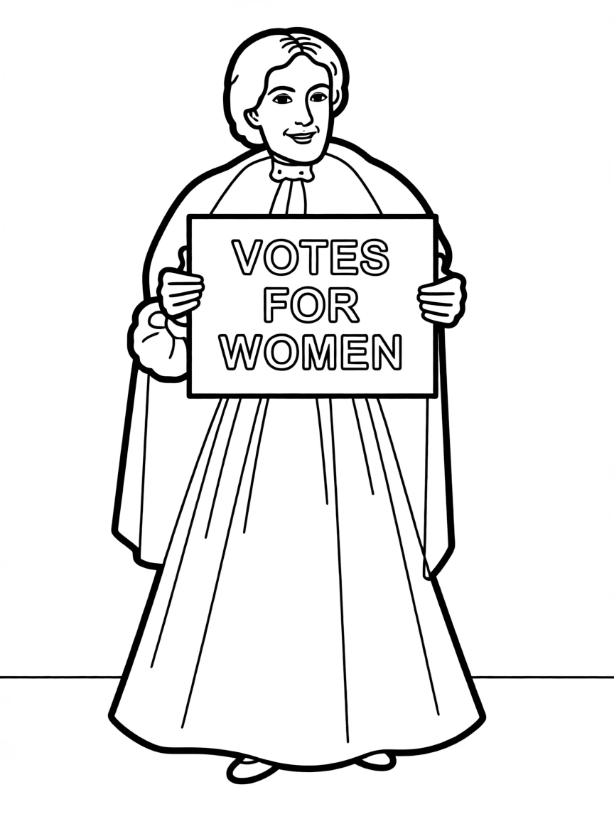Susan B. Anthony with a sign.