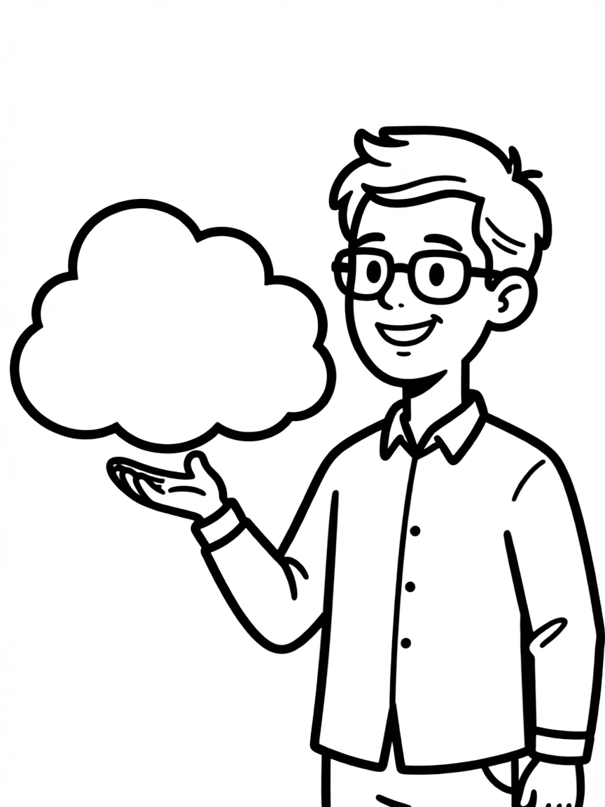Satya Nadella with a cloud.