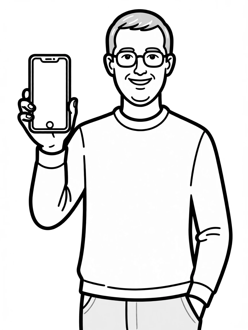 Tim Cook holding an iPhone.