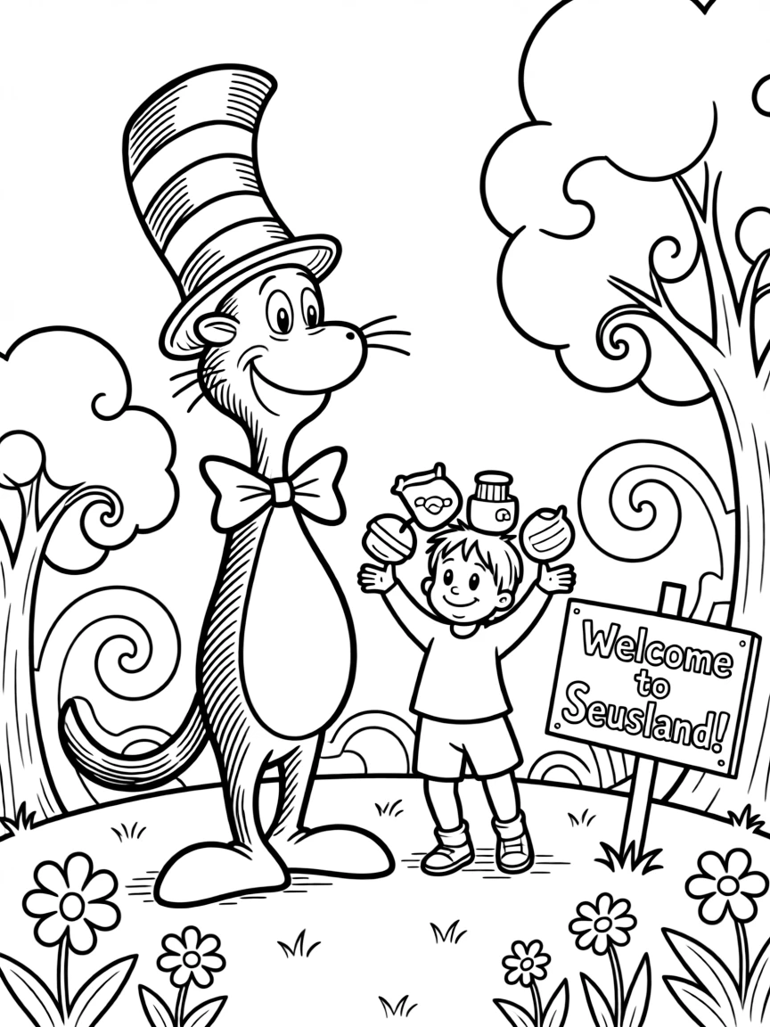 Dr. Seuss with a Cat in the Hat.
