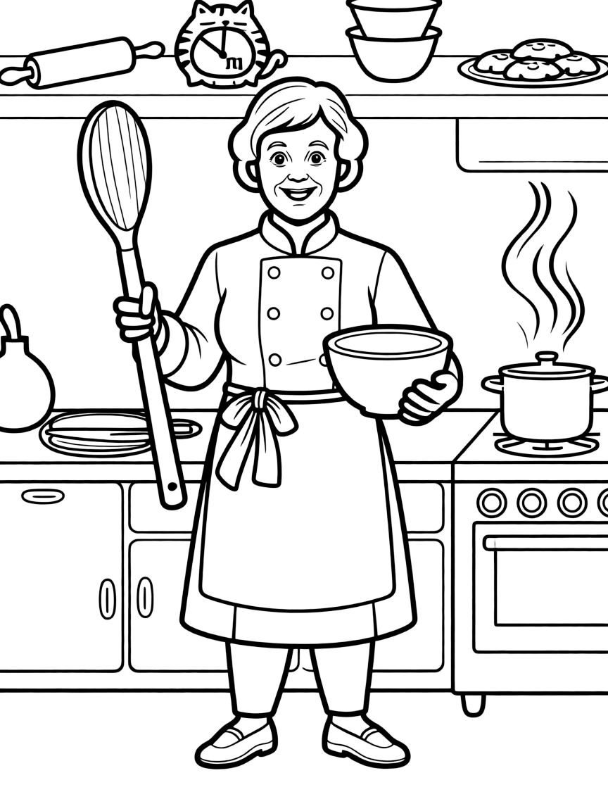 Julia Child cooking.