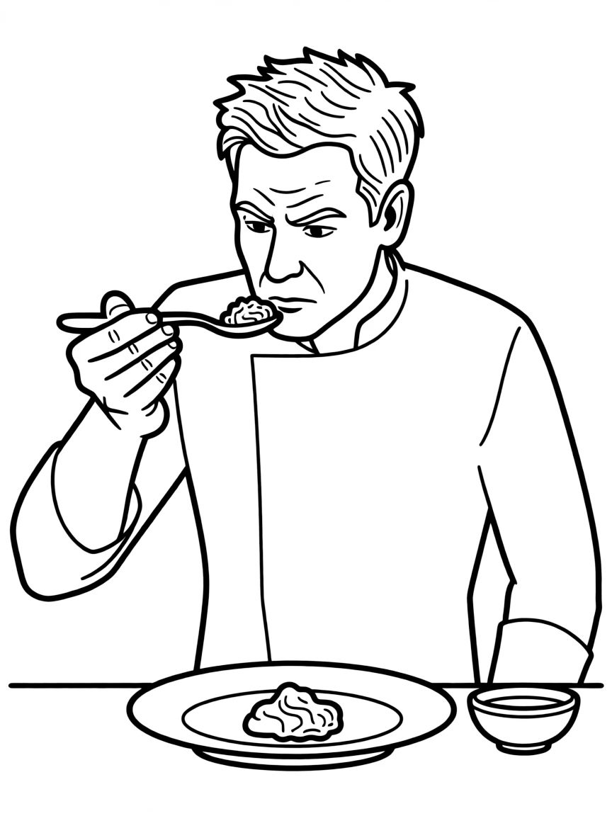 Gordon Ramsay tasting food.