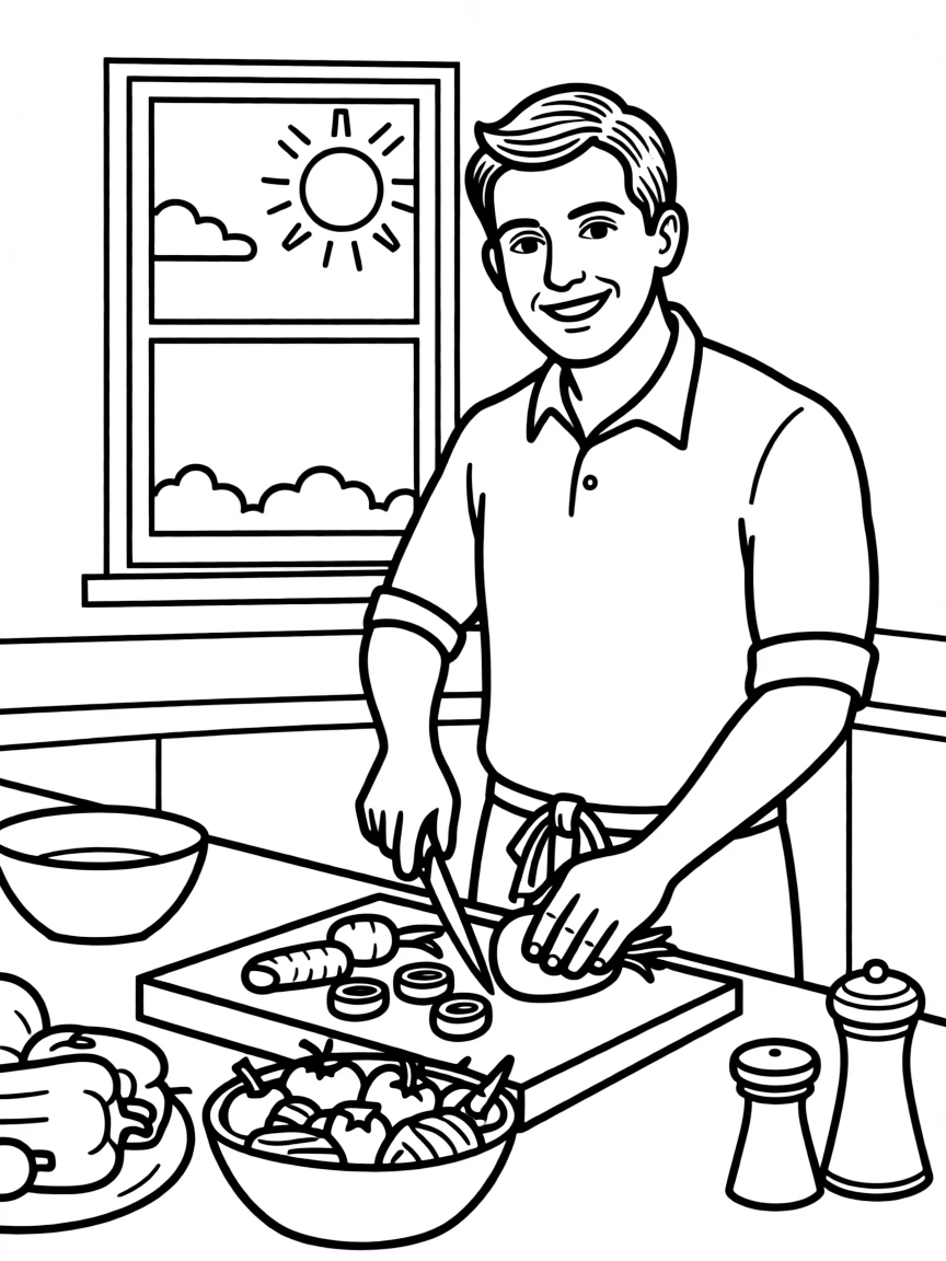 Jamie Oliver chopping vegetables.