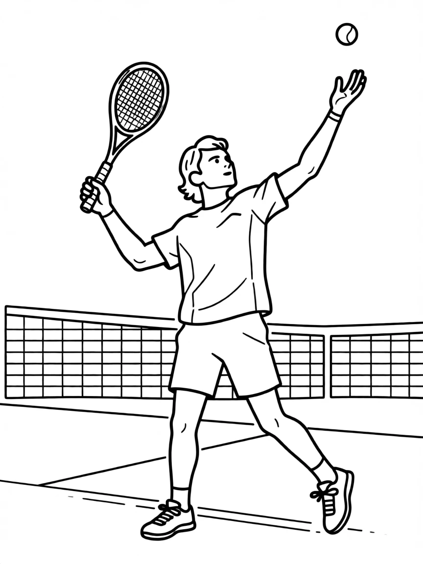 Roger Federer serving.