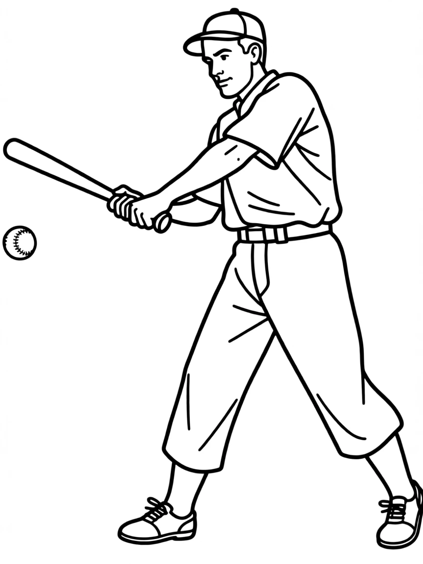 Babe Ruth hitting.