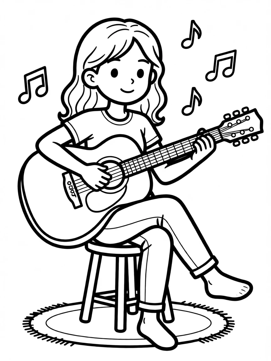 Taylor Swift playing guitar.